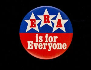 Rights Collection: ERA is for Everyone badge owned by Sally Ride, ca. 1972. Creator: Unknown