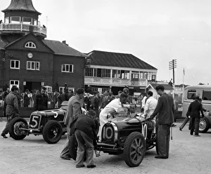 Mortimer Prints: ERA and Charles Mortimers Bugatti Type 35B at Brooklands