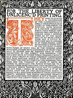 Typeface Gallery: Eragny Press: Opening Page of the Areopagitica, c.1895-1914. Artist: Lucien Pissaro