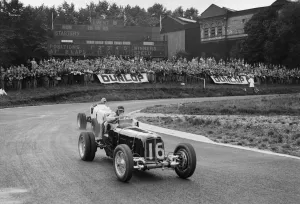Mays Gallery: ERAs of Raymond Mays and Arthur Dobson racing at Crystal Palace, London, 1939. Artist: Bill Brunell