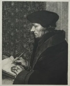 Erasmus, after Holbein, 1863. Creator: Felix Bracquemond (French, 1833-1914)