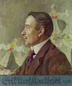 Folk Art Prints: Erik Axel Karlfedt, the poet, 1918. Creator: Carl Larsson