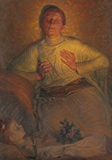 The Fine Art Collections Prints: Erik Menved's queen Ingeborg mourns at the corpse of her last child
