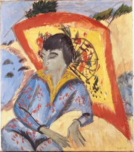 Kirchner Prints: Erna with Japanese Umbrella, 1913. Creator: Kirchner, Ernst Ludwig (1880-1938)