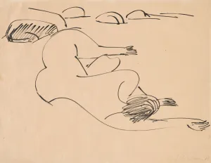 Kirchner Ernst Prints: Erna Lying on the Beach among Rocks, 1912. Creator: Ernst Kirchner