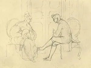 Spitzweg Prints: Ernste Frage, mid-late 19th century, (c1924). Creator: Carl Spitzweg