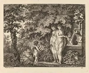 Eros with Three Girls at a Fountain, 1770. Creator: Salomon Gessner