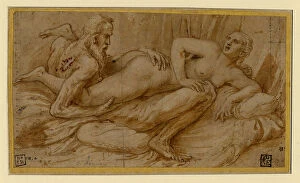 Nude Woman Collection: Erotic Scene, after 1524. Artist: Romano, Giulio (1499-1546)