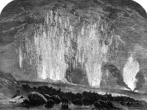 Erupting Prints: The Eruption of Mount Vesuvius: the Craters at Midnight, 1862. Creator: Unknown