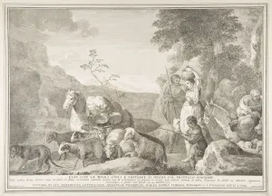 Esau and his family parting ways with Jacob (Esau con le mogli figli e sostanze si sepa