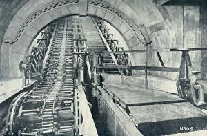 Mechanical Gallery: An Escalator in Course of Construction, 1922. Creator: Unknown