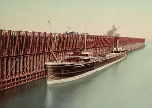 Ore Industry Prints: The Escanaba ore docks, c1898. Creator: Unknown