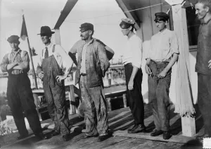 Refugee Prints: Escaped from Tampico, in launch, 1914. Creator: Bain News Service