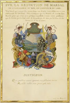 Symbols Prints: Escutcheon with a Landscape; Nine Emblems for Louis XIV
