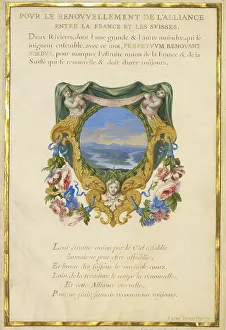 Detached Leaf Prints: Escutcheon with a Landscape; Nine Emblems for Louis XIV; Emblem for Louis XIV