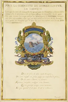 Detached Leaf Prints: Escutcheon with a Sea Monster; Nine Emblems for Louis XIV