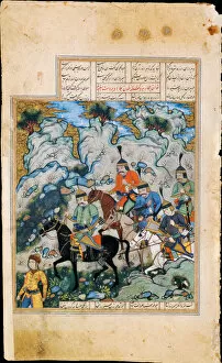 Esfandiyar and His Army (Manuscript illumination from the epic Shahname by Ferdowsi). Artist: Iranian master