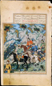 Simurgh Prints: Esfandiyar and His Army (Manuscript illumination from the epic Shahname by Ferdowsi)