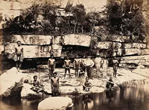 Kwazulu Natal Prints: Eshowe, South Africa: a group of Africans at Adam's Mill