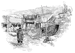 Stores Prints: Esquimaux storehouses, Packwell Village, Alaska, 1890. Creator: Unknown
