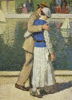 Martin Henri Jean Guillaume Prints: Esquisse de détail pour l'escalier d'Honneur de la mairie du 5ème : un couple