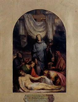 Wood Material Prints: Esquisse pour la chapelle de la Compassion de l'église Saint-Roch : Le Christ descendu
