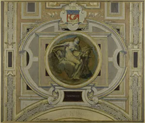 Galland Pierre Victor Prints: Esquisse pour la galerie des Métiers de l'Hôtel de Ville : Sciences
