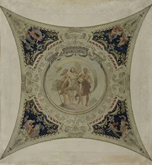 Hector Espouy Prints: Esquisse pour la galerie Lobau de l'Hôtel de Ville de Paris : Apollon