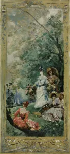 Oil Paint Prints: Esquisse pour la galerie Lobau de l'Hôtel de Ville de Paris : Fête champêtre aux environs