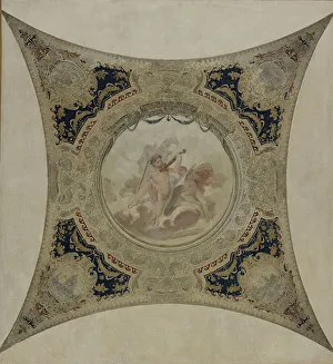 Genius Prints: Esquisse pour la galerie Lobau de l'Hôtel de Ville de Paris : Génies musiciens - Monuments