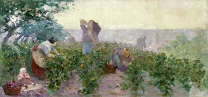 Oil Paint Prints: Esquisse pour la mairie de Bagnolet : Les vendanges, 1893. Creator: Victor Marec