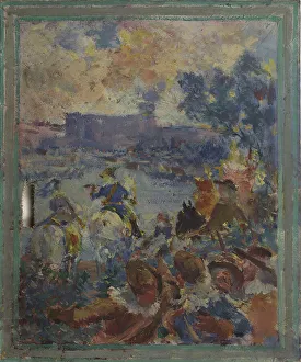 Esquisse pour la mairie du 12ème arrondissement : La revue militaire, c.1910. Creator: Claude Charles Bourgonnier
