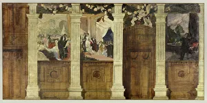 Besnard Albert Prints: Esquisse pour la mairie du 4ème : Le Bal à la ville ou La Fête mondaine