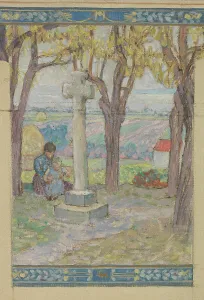 Oil Paint Prints: Esquisse pour la mairie de Fresnes : Paysage