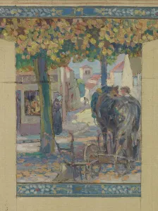 Oil Paint Prints: Esquisse pour la mairie de Fresnes : Paysage