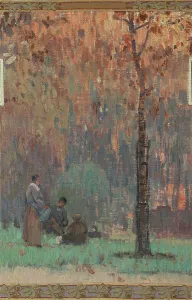 Esquisse pour la mairie de Fresnes : paysage rural en lisière de forêt, 1905. Creator: Jean Constant Pape