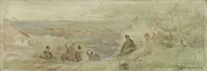 Esquisse pour la mairie de Montreuil-sous-Bois : Paysage - Repos sous les arbres, 1892. Creator: Claude Charles Bourgonnier