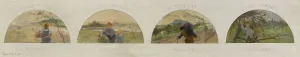 Produce Prints: Esquisse pour la salle à manger de l'Hôtel de Ville de Paris : Montreuil : les pêches