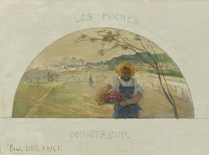 Produce Prints: Esquisse pour la salle à manger de l'Hôtel de Ville de Paris : Montreuil : les pêches