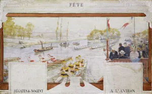 Marne Prints: Esquisse pour la salle des fêtes de la mairie de Nogent-sur-Marne : Fête : Régate à Nogent
