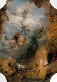 Gervex Henri Prints: Esquisse pour la salle des Fêtes de l'Hôtel de Ville de Paris : La musique à travers les âges
