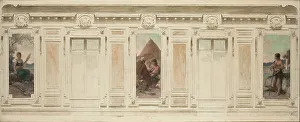 Esquisse pour la salle des mariages de la mairie de Courbevoie : Fileuse. Le mariage. Berger, 1884. Creator: Theobald Chartran