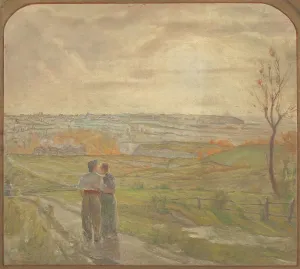 Oil Paint Prints: Esquisse pour la salle des mariages de la mairie de Romainville : Paysage avec un