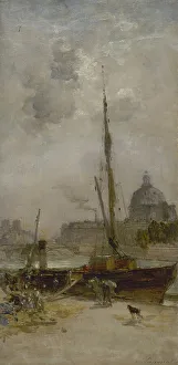Esquisse pour le salon des Arts de l'Hôtel de Ville de Paris : Le port Saint-Nicolas, c.1889. Creator: Charles Lapostolet