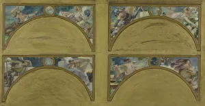 Oil Paint Prints: Esquisse pour le salon des Lettres de l'Hôtel de Ville de Paris : les grandes oeuvres