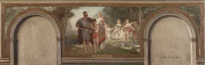 Levy Emile Prints: Esquisse pour le salon en hémicycle de la mairie du 16e : La famille