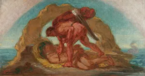 Ferdinand Victor Eugène Delacroix Prints: Esquisse pour le salon de la Paix de l'Hôtel de Ville : Hercule enchaine Nérée