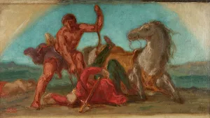 Ferdinand Victor Eugène Delacroix Prints: Esquisse pour le salon de la Paix de l'Hôtel de Ville de Paris : Hercule vainqueur