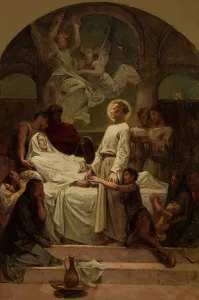 Canvas Material Prints: Esquisse pour l'église Saint-Augustin : La mort de sainte Monique