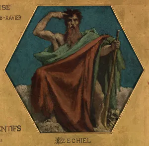 Delaunay Jules Elie Prints: Esquisse pour l'église Saint François Xavier : Ezéchiel